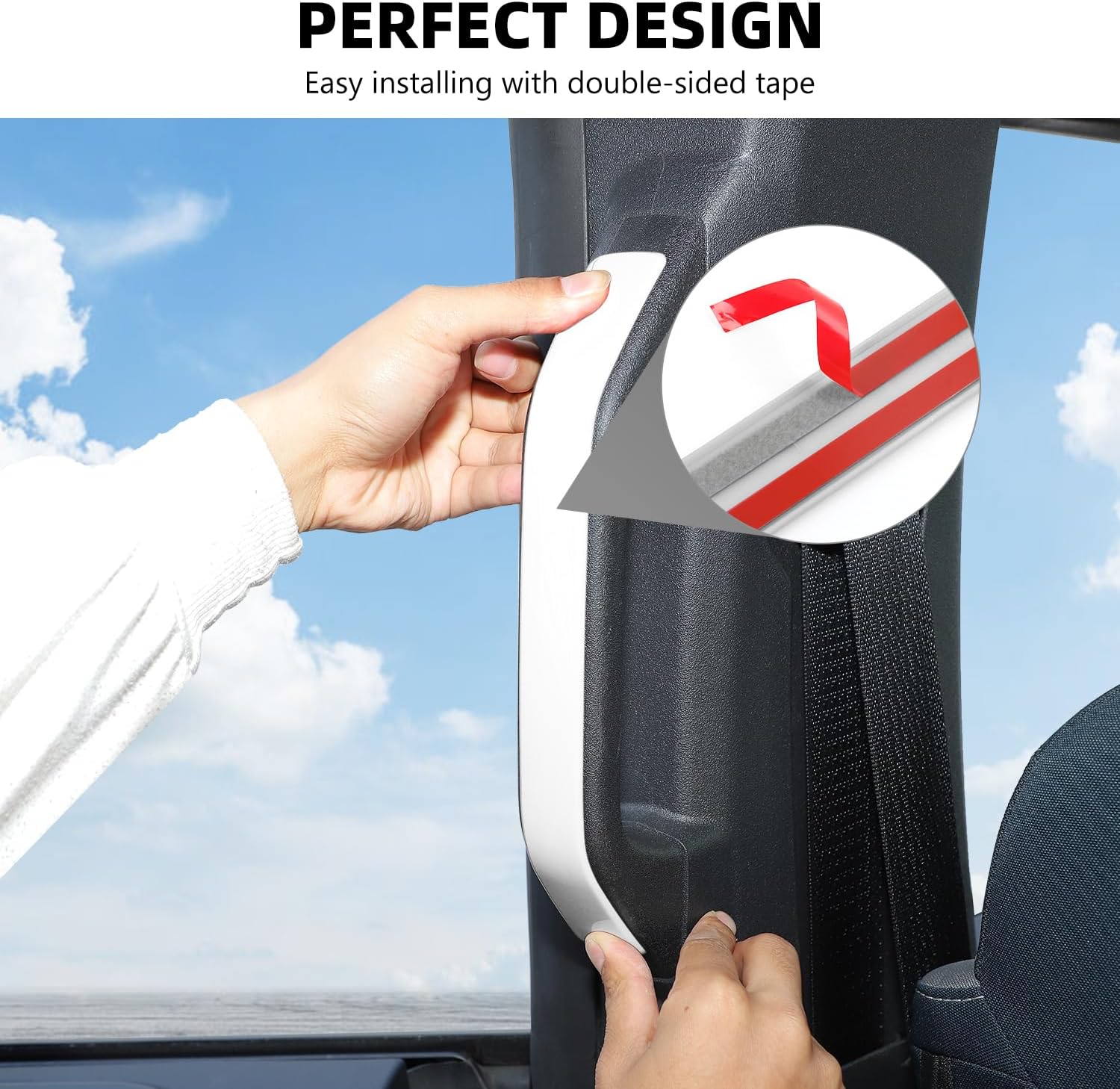 RAZPOY B-Pillar Handle Grab Panel Trim Cover Compatible with 2021-2023 Ford Bronco Interior Accessories 4-Door, White