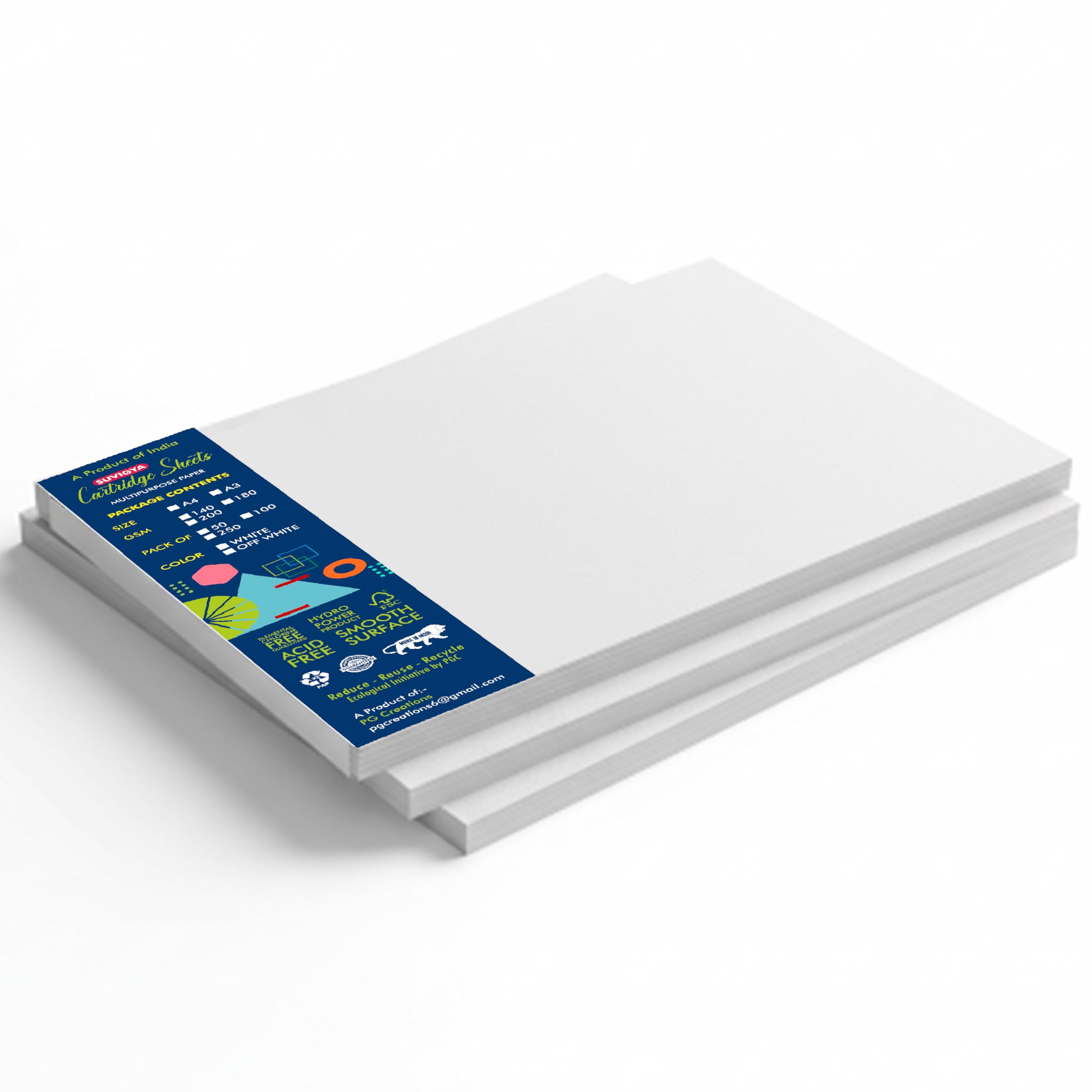 Suvigya Cartridge Paper Sheets A4 for Sketching, Drawing, 21x29.7 Cm, A4 Size, 140 GSM, White, Pack of 100-image-34