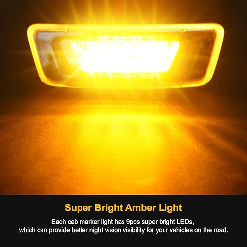 Miniatura 2 de Conjunto de 2 luces LED de señal de giro de marcador lateral, lente transparente ámbar súper brillante 9-3014-SMD selladas LED rectangulares para