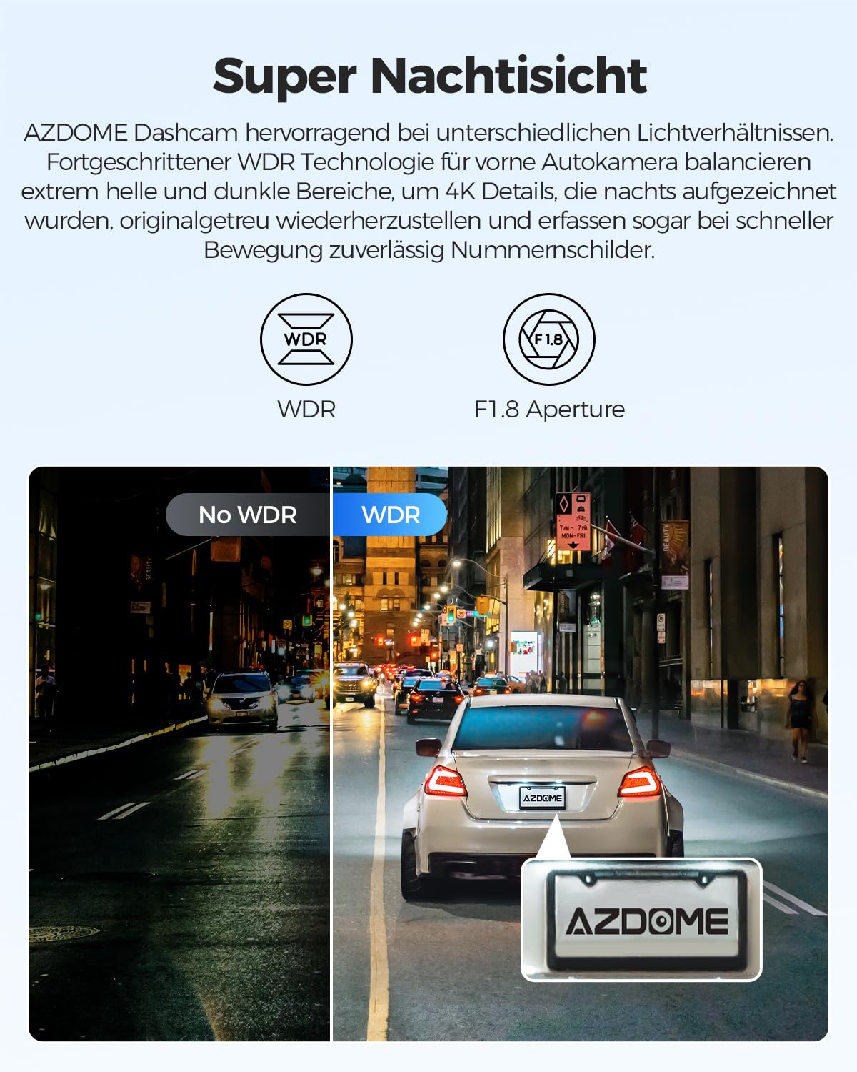 AZDOME Dashcam 4K Auto Kamera mit GPS WiFi Nachtsicht 170° Weitwinkel WDR 2,4" IPS Parküberwachung