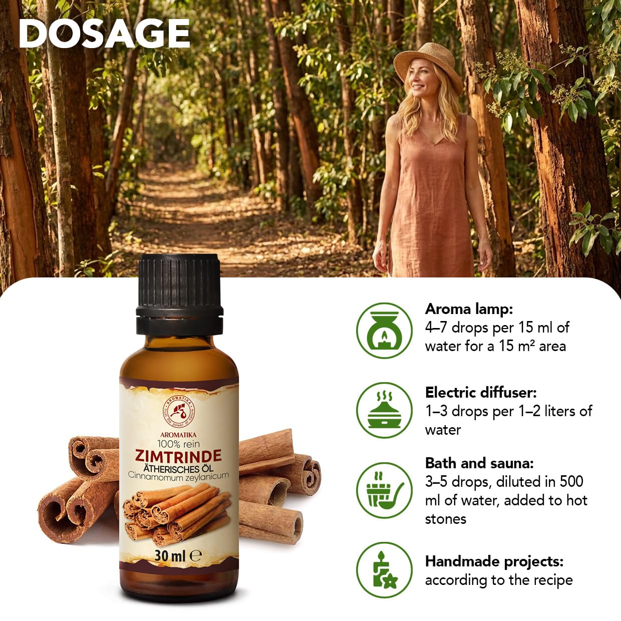 Olejek Eteryczny z Kory Cynamonu 30 ml - Cinnamomum Zeylanicum - Olejek Aromatyczny do Dyfuzora - Aromaterapia - Świece Zapachowe - Mydła - Długotrwały aromat - Odświeżanie Powietrza