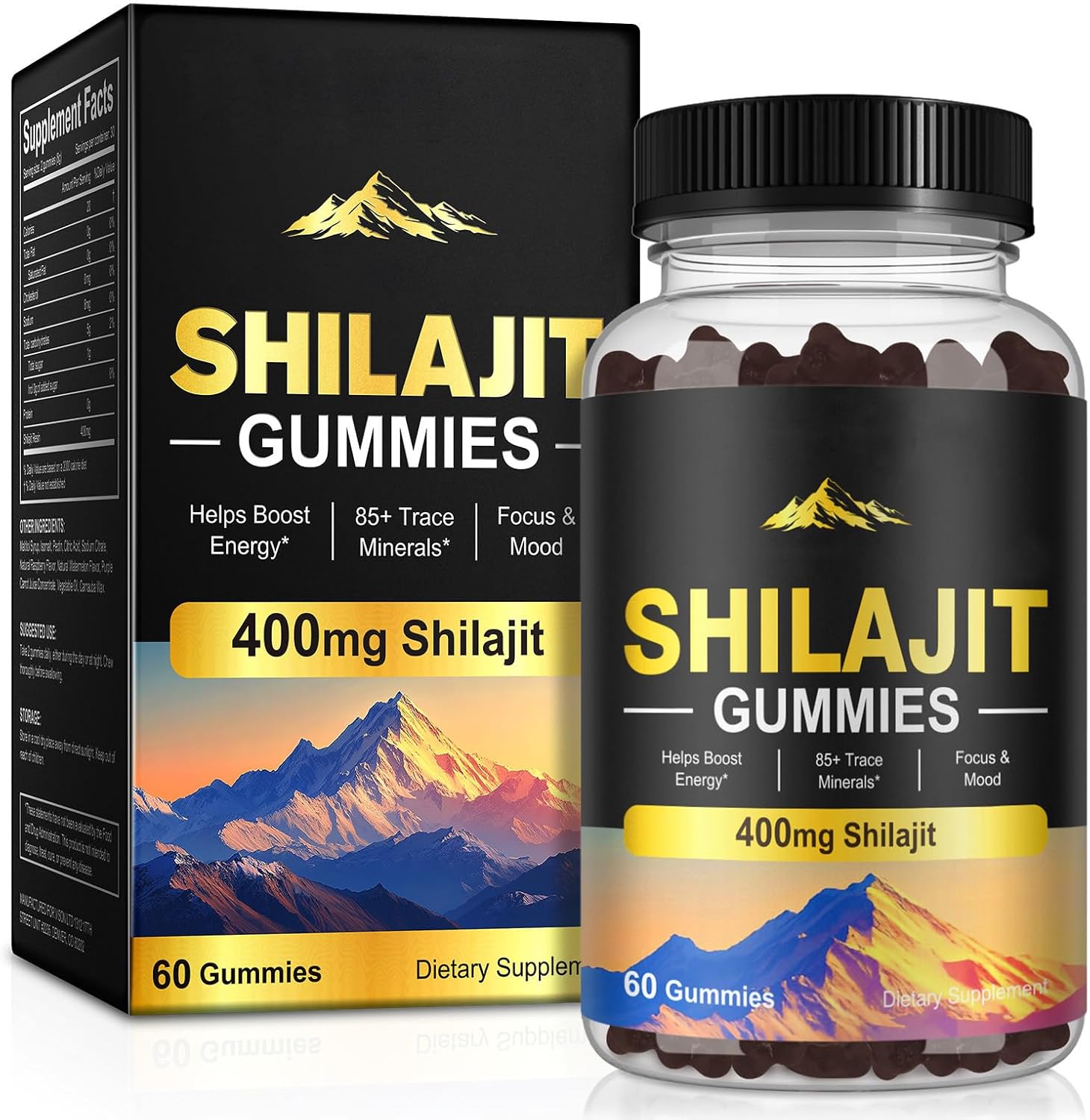 Organic Shilajit Resin Liquid Gold Supplement, 2 Fl Oz Shilajit Resin Drops, with 85+ Trace Minerals, for Men & Women, Supports Energy, Immunity & Overall Wellness