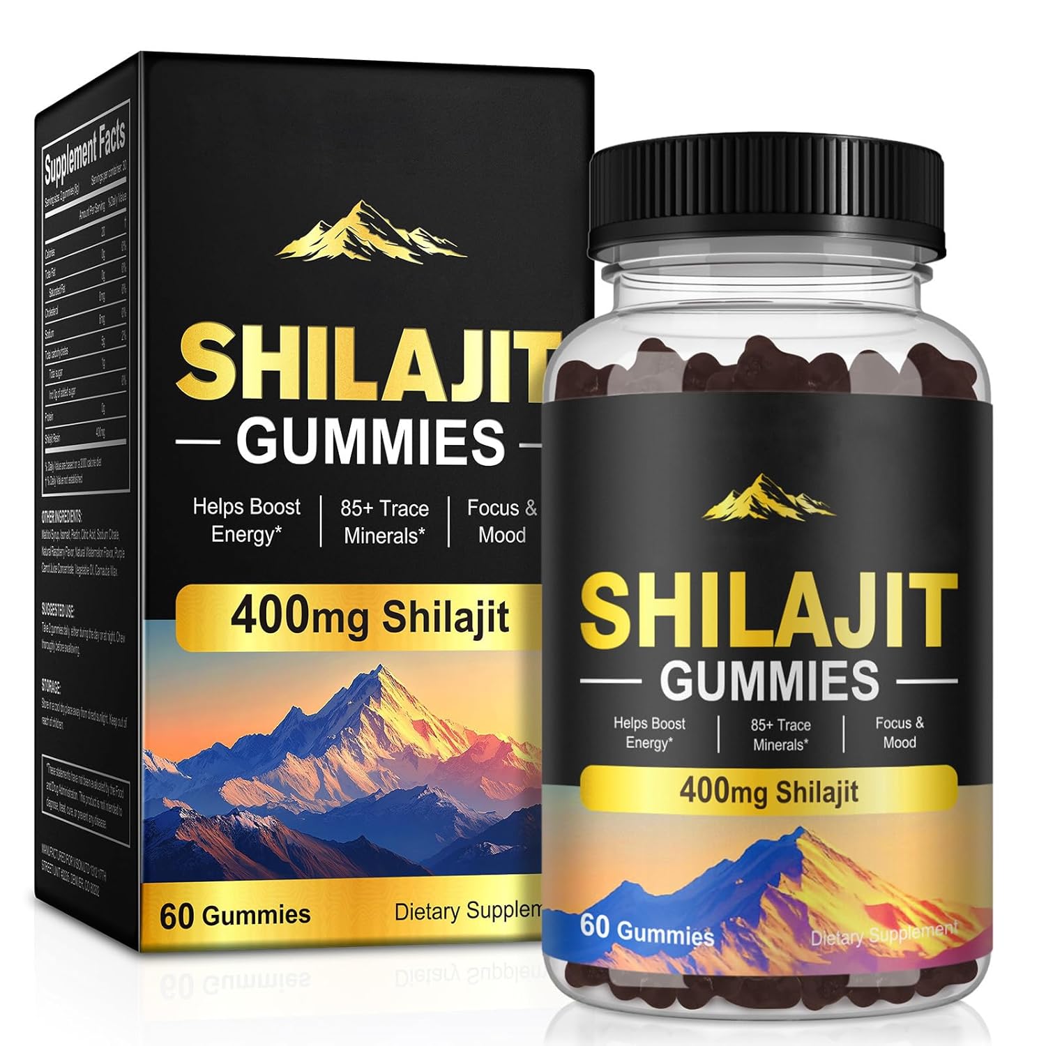 Organic Shilajit Resin Liquid Gold Supplement 2 Fl Oz Shilajit Resin Drops with 85 Trace Minerals for Men