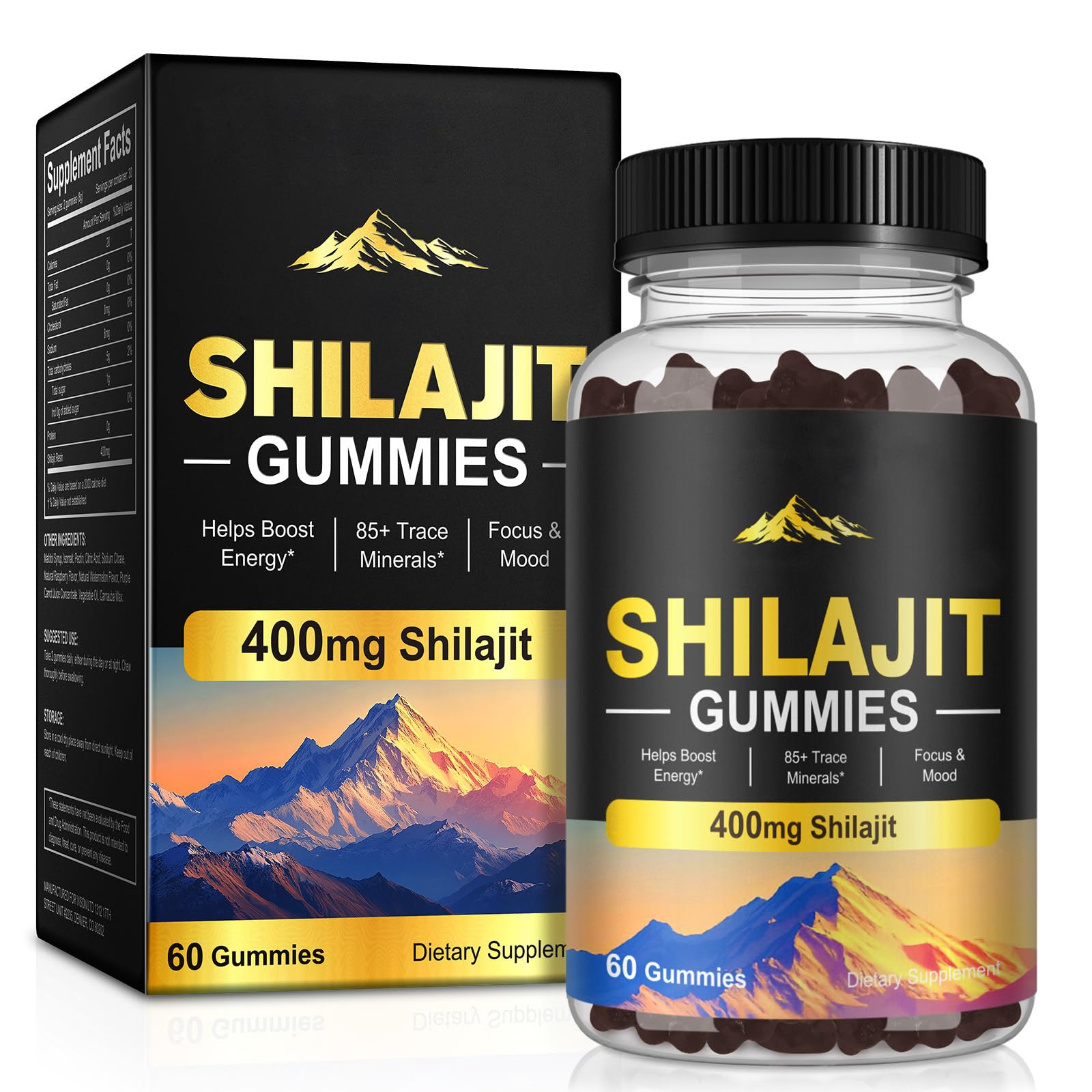 Organic Shilajit Resin Liquid Gold Supplement 2 Fl Oz Shilajit Resin Drops with 85 Trace Minerals for Men