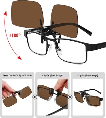 MEETSUN Polarized Clip On Sunglasses for Men Women, Fit Over Glasses