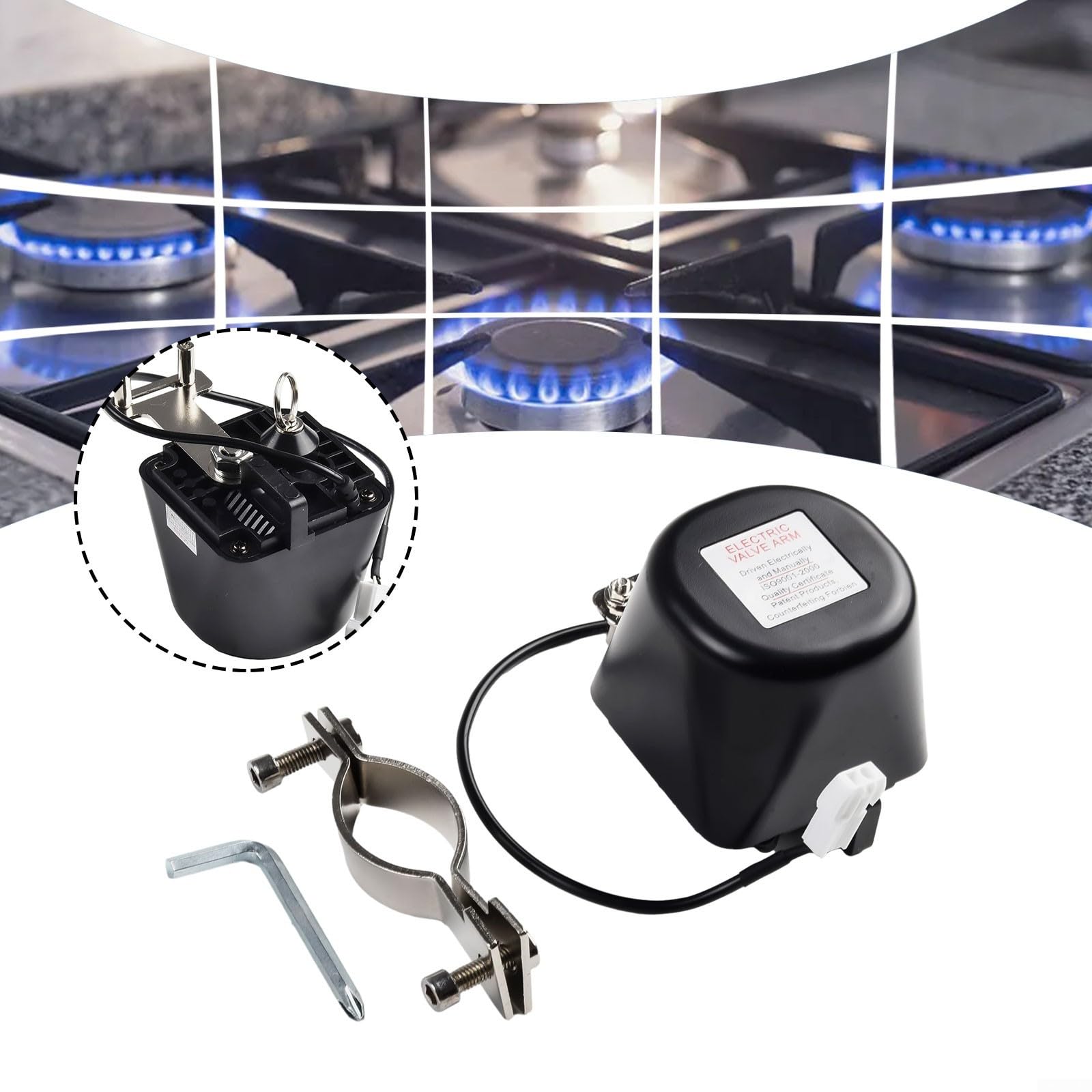 Vanne de manipulation de canalisation de gaz automatique électrique 12 V Vanne d'arrêt DN15 DN20 DN25 pour alarme de gaz/eau (avec clip réglable)