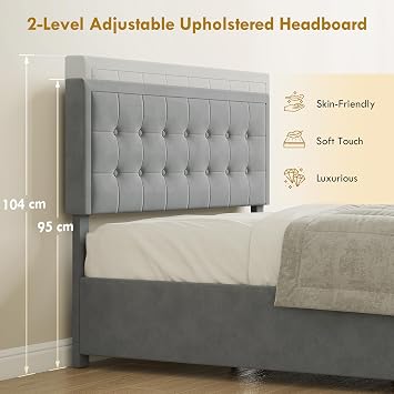 HOMCOM Upholstered Ottoman Bed with Storage Drawer 4ft6 Double Grey