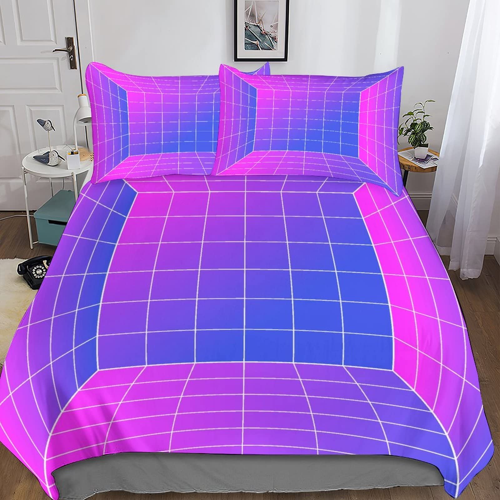 Funda nórdica de microfibra cómoda con diseño geométrico para cama de adultos y niños