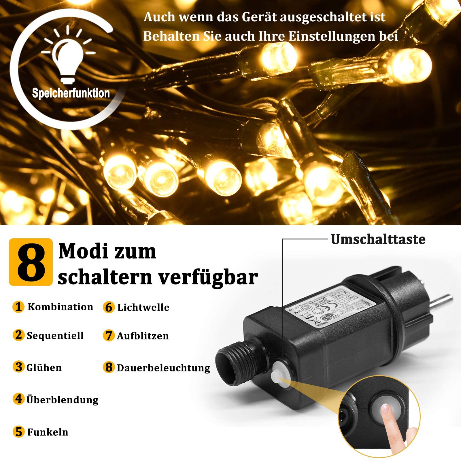 ACXIN Siatka świetlna LED, kurtyna świetlna, 6 x 4 m, zasłona świetlna, 480 diod LED, ciepła biel, 8 trybów, możliwość ściemniania, drut miedziany z wtyczką, do użytku wewnątrz, na imprezę, do