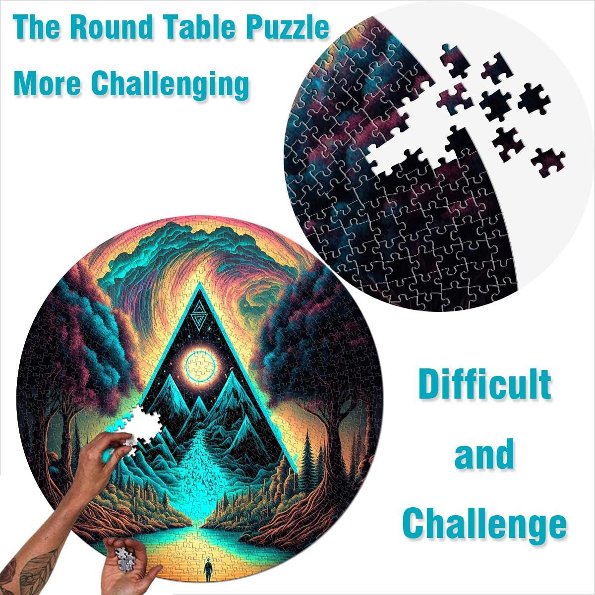 Puzzle da 1000 pezzi Puzzle rotondi creativi colorati per adulti e bambini Puzzle in cartone Ottimo regalo per adulti Dimensioni: 67,5x67,5