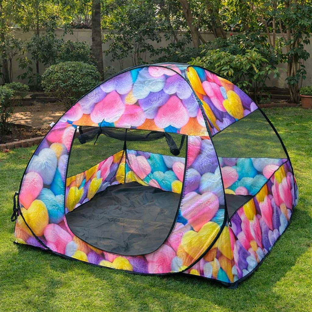 Play House Foldable One Side Round Tent House for Kids Lightweight and Portable |Foldable Tent House for Kids Activity Indoor Outdoor |Play Tent House for Multi Purpose (Color Heart) discount deal