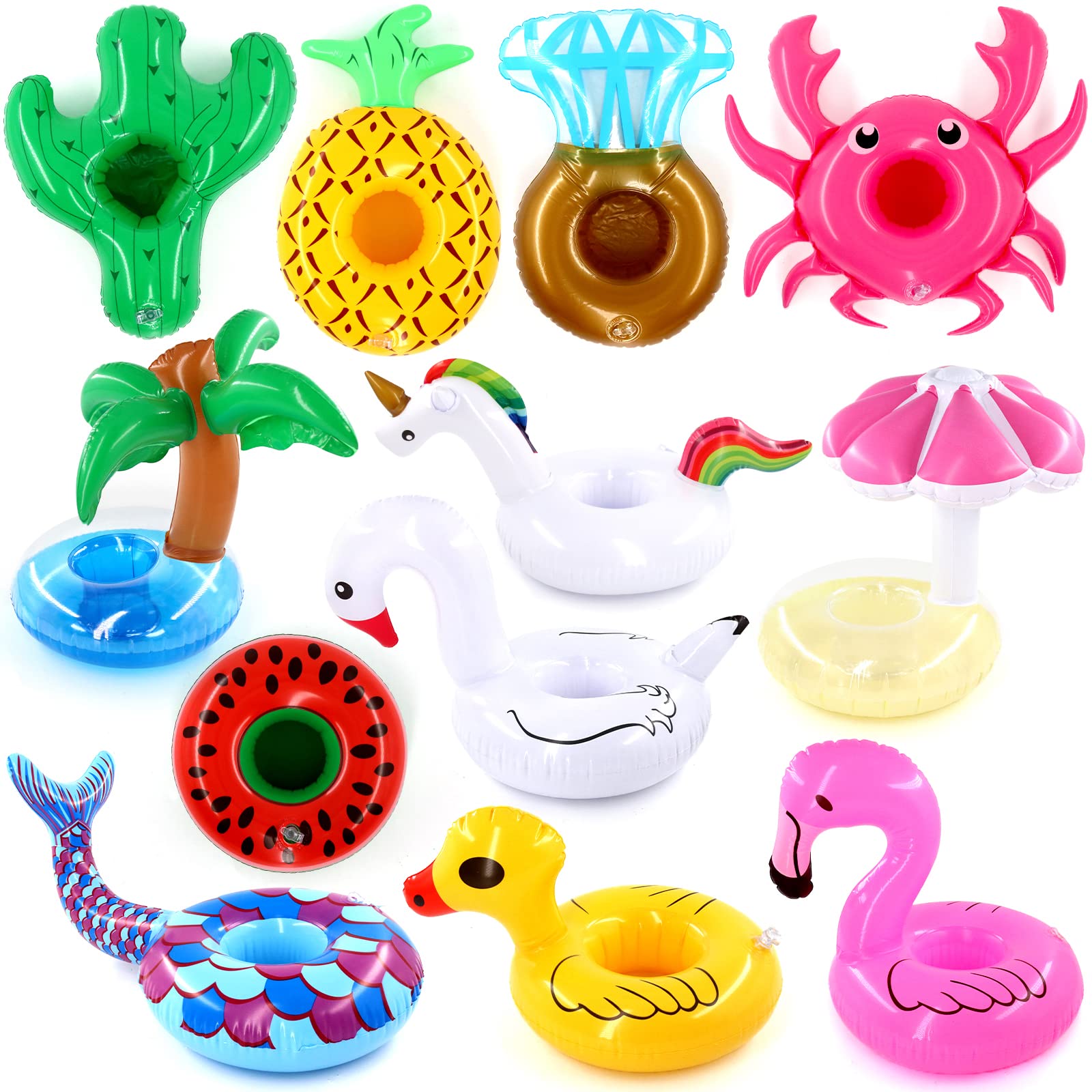 Newthinking Inflatable Drinks Holder for Pool, 12 Pack Inflatable Flamingo Unicorn Floating Drink Cup Holder for Pool Party Hot Tub