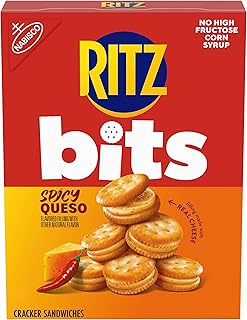 Bits Spicy Queso Cheese Sandwich Crackers, Snacks for Kids and Adults, Lunch Snacks, 8.8 oz