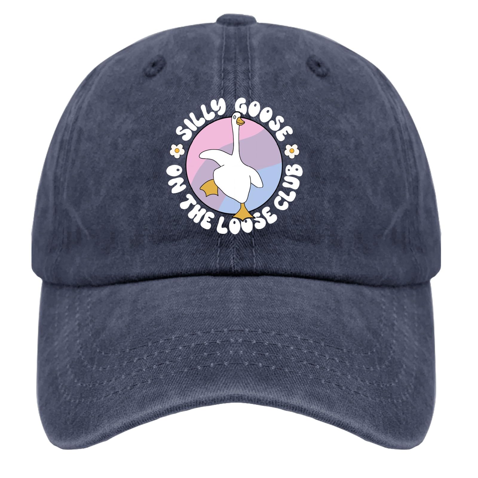 Silly Goose on The Loose Club caps Kawaii hat Navy Blue Hiking hat Gifts for Her Cycling Caps