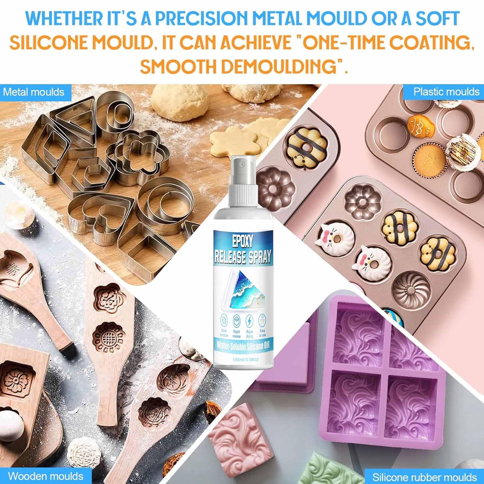 Spray di rilascio dello stampo epossidico con pennello, agente di rilascio del silicone ad asciugatura rapida per resina, candela, sapone, colata di cemento e gesso, lubrificante (7PCS)