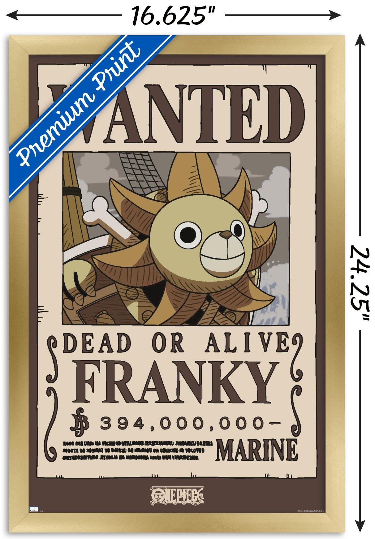 Amazon.com: One Piece - Franky Wanted Poster Wall Poster, 22.4L