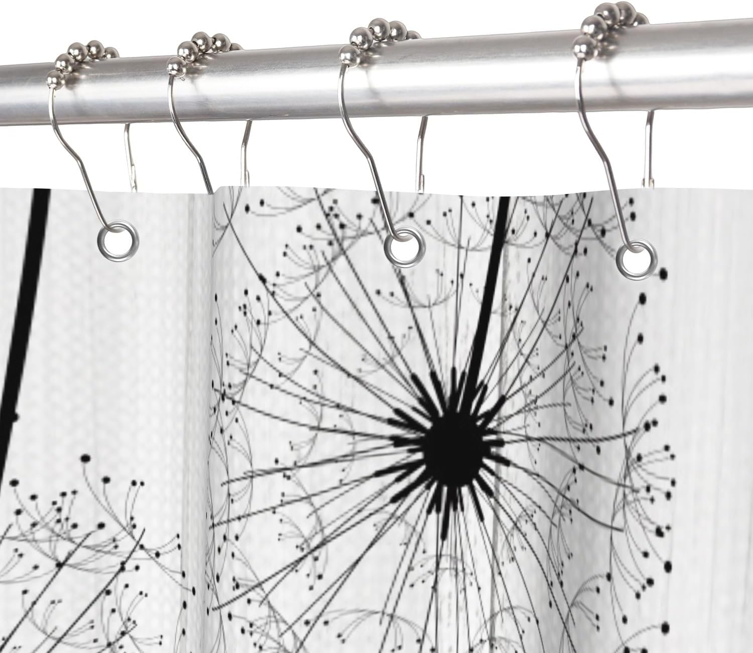 Boho Shower Curtain, Dandelions Butterflies Waffle Shower Curtains 72x72inches Farmhouse Wood Lines Waterproof Fabric Shower Curtain Set with Hooks