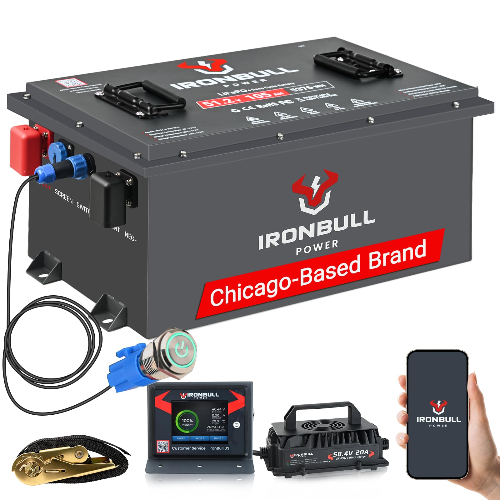 IRONBULL 48V 105Ah Lithium Golf Cart Battery Conversion Kit with External Dash Switch