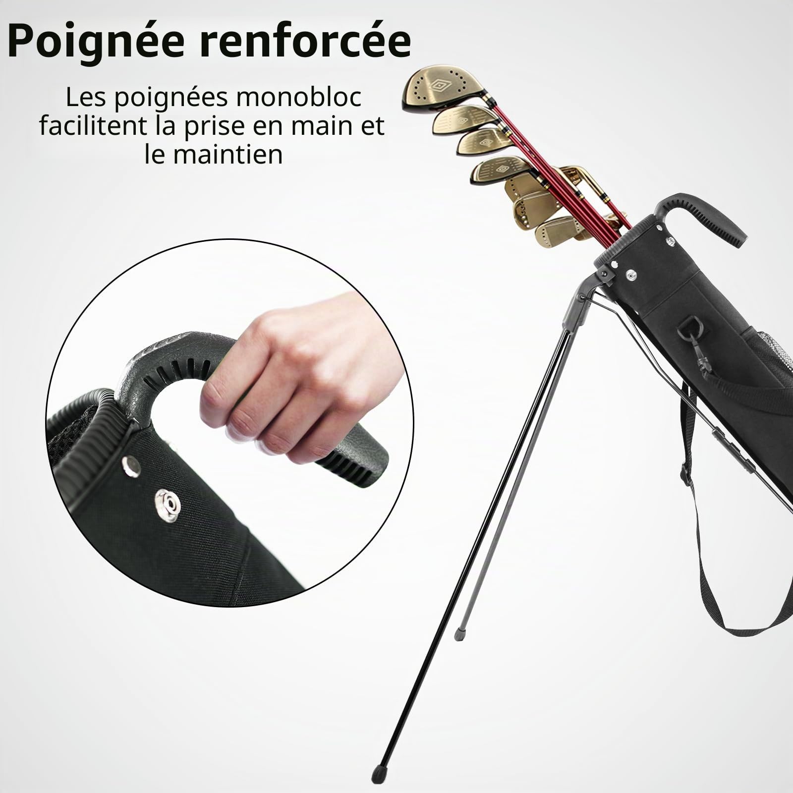 OUUTMEE Sac de Golf Petit Format, étui à Clubs, Support de Golf autoportant, étui à Clubs et Grand Sac, ultraléger, Centre de gravité Bas, Grand Volume de Rangement, cylindrique