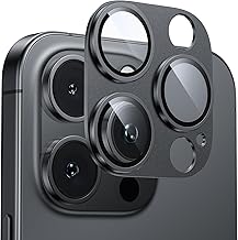 Hoerrye For iPhone 16 Pro/iPhone 16 Pro Max Camera Lens Protector - Matte [Shatter-Free] [Anti-Scratch] 9H Tempered Glass Camera Screen Protector Metal Ring Cover Accessories, Black