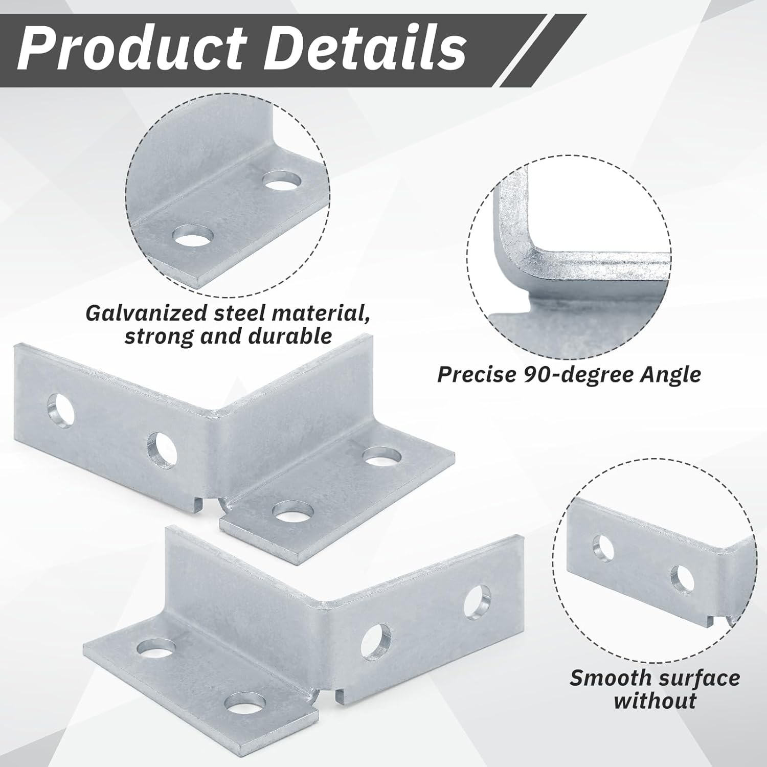 Zonon 4 Pcs 4 Hole 90 Degree Wing Shape Fittings, Left & Right Installation Wing Shape Ninety Degree Fitting Bracket for Use with 1/2" Bolts 1-5/8" Series Channels