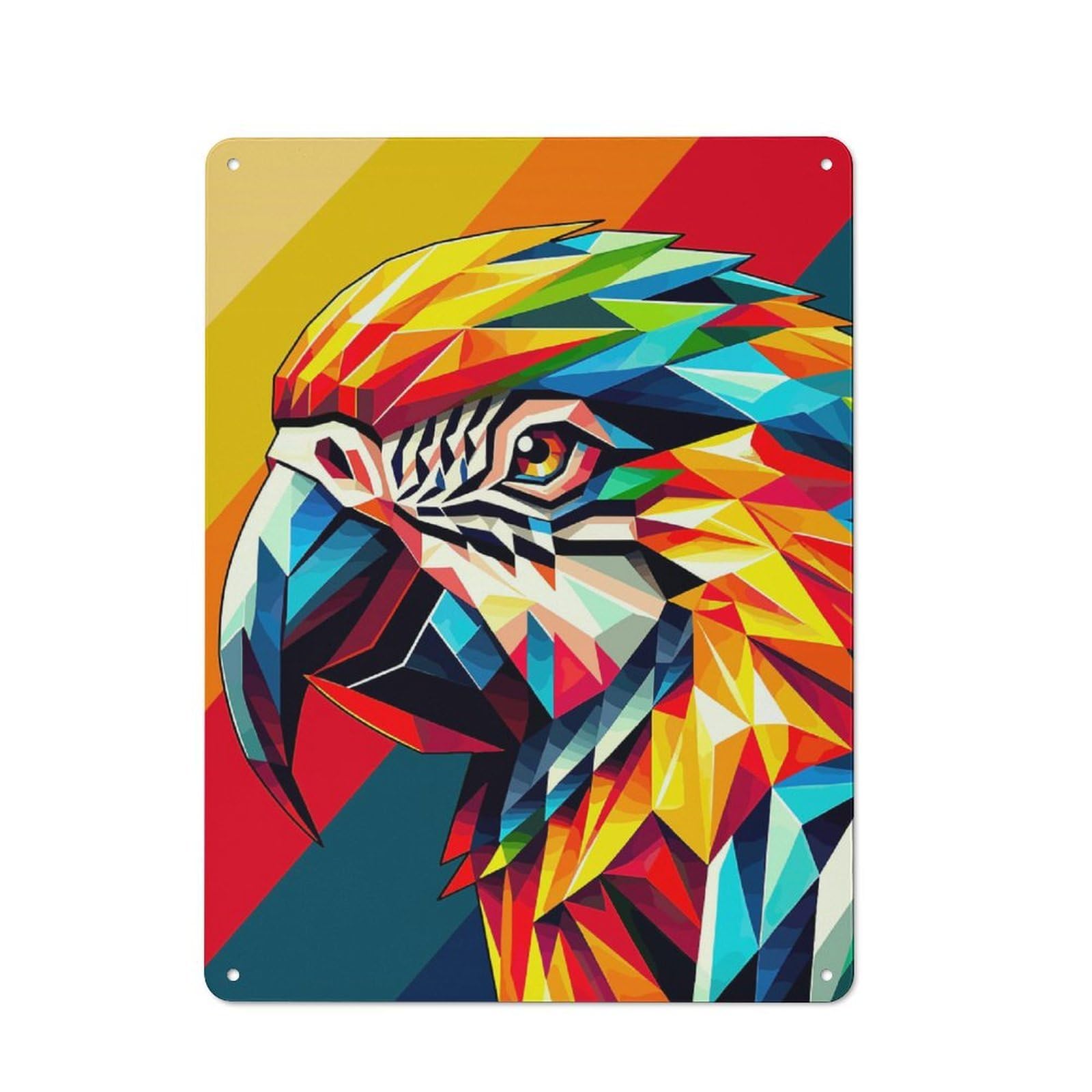 Junmoney Parrot Wpap Pop Art Rustic Metal Wall Sign 40X30cm For Studio Or Craft Room, For Vintage Wall Decor Fans, For Themed Room Decoration