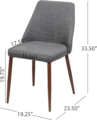 Miniatura 3 de Christopher Knight Home Marlee Mid-Century - Sillas de comedor de tela con patas de madera de nogal oscuro, juego de 2 piezas, gris claro