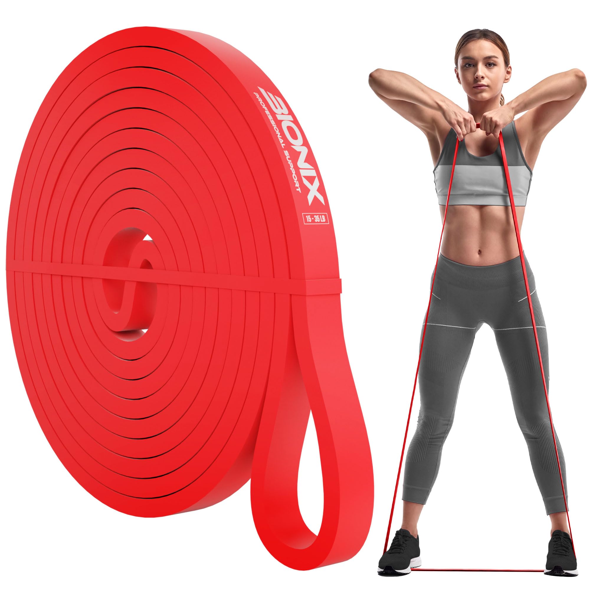 Bionix Resistance Bands- Pull Up Assistance Bands Set for Calisthenics, Muscle Toning, Yoga, Strength Training, Powerlifting Equipment - Stretch Bands for Exercise- Gym Fitness Bands for Men and Women