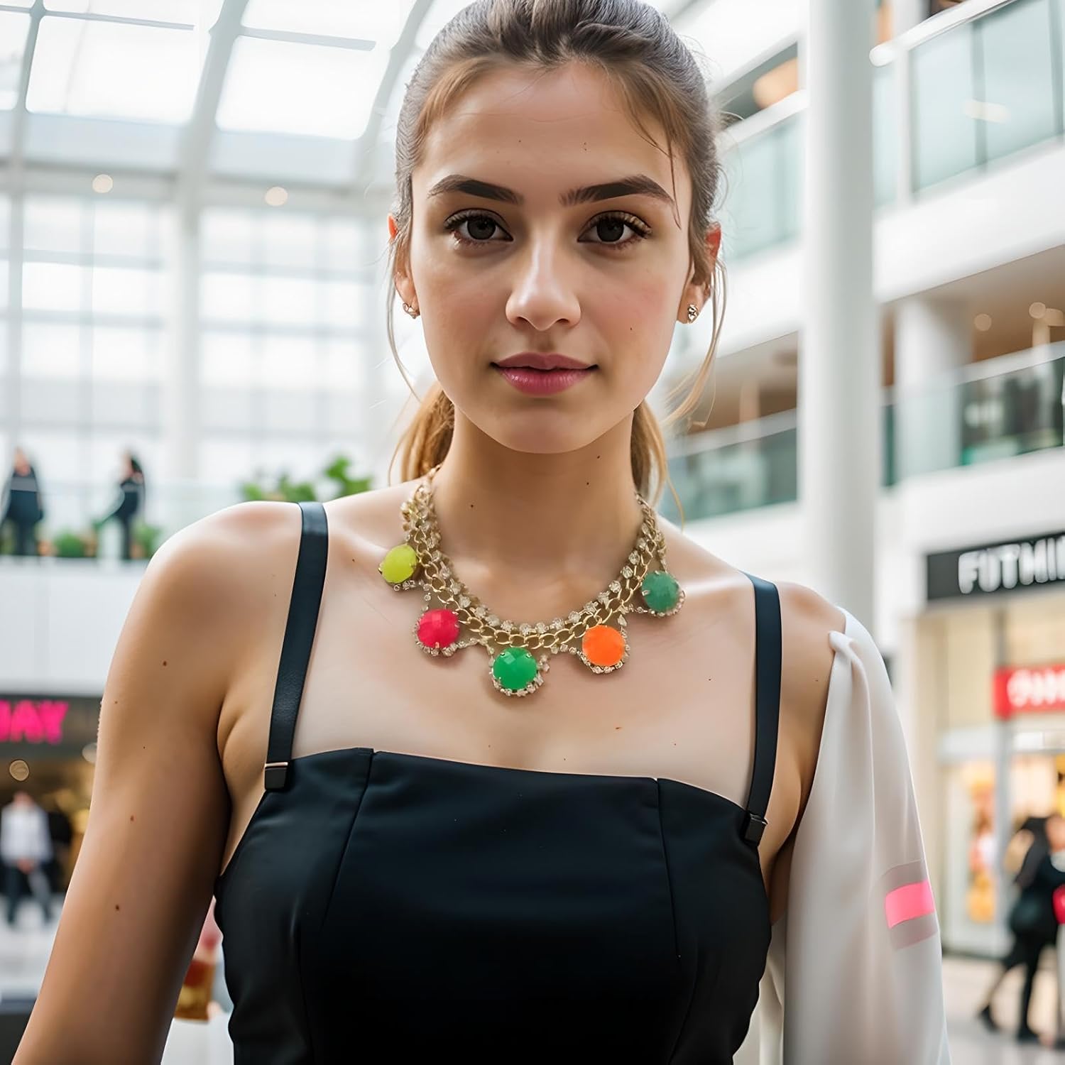 Colorful Round Pendant Necklace for Women Gold Color Chain Glass Crystal Rhinestone Bead Statement Ladies Metal Alloy Jewelry - Image 6