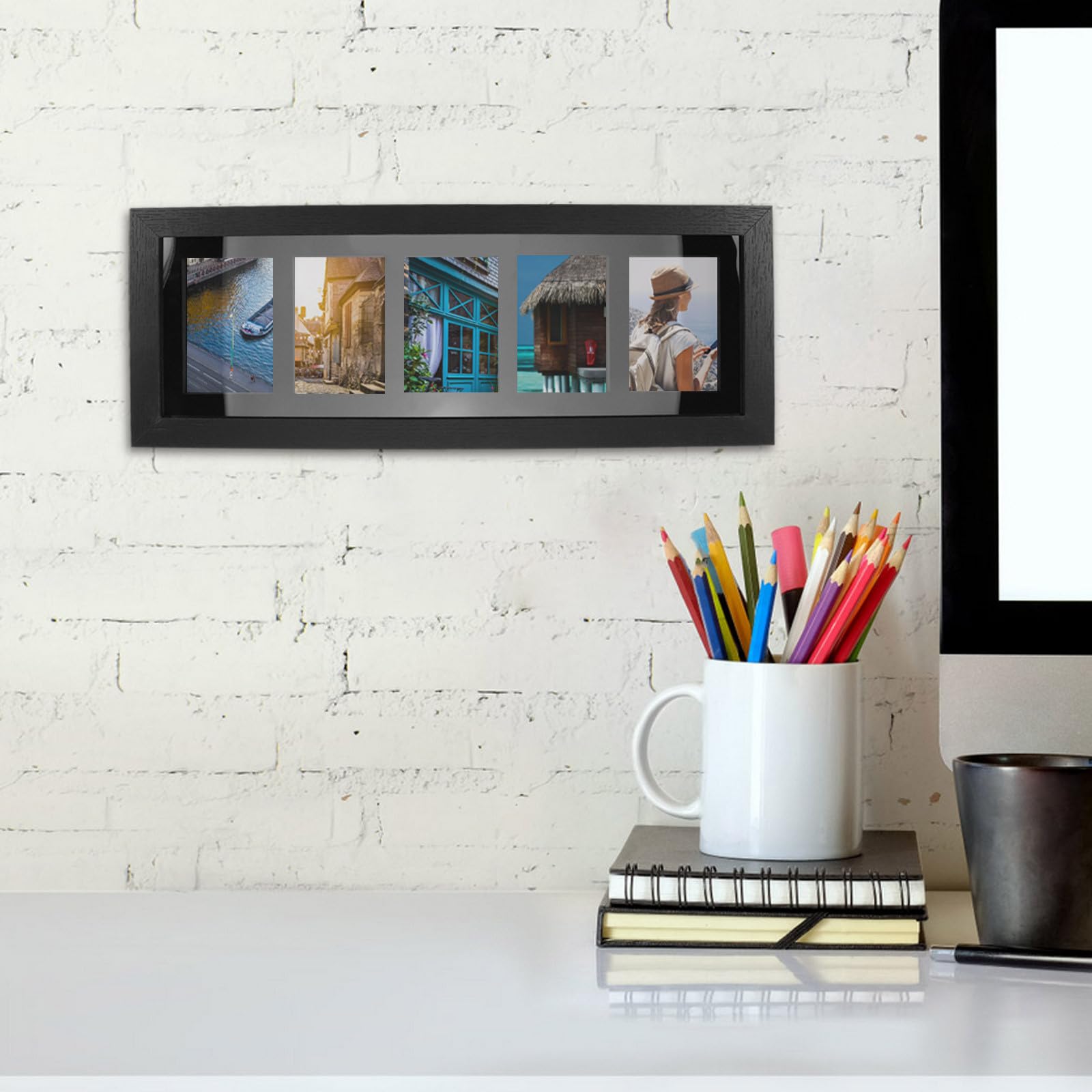 FOMIYES Sammelkarten Vitrine Wandhalter mit Schnellwechselrahmen 5 Kartenfächer Klare Faserplatte Platzsparend für Standard Sammelkarten Sammlerdarstellung Zuhause und Büro