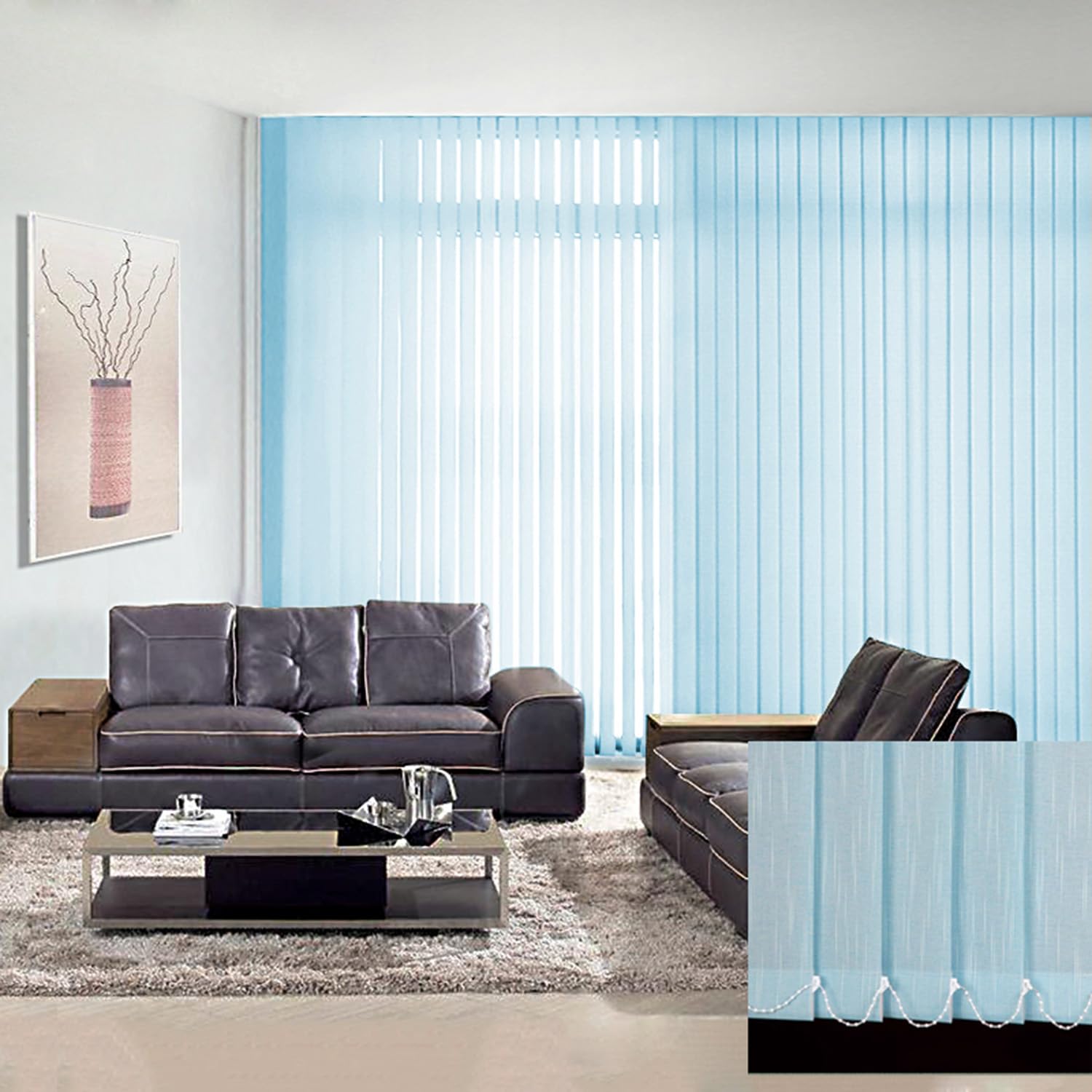 Tende Verticali Scorrevoli Oscuranti,Tende Verticali a Bande per Finestre,Veneziane da Interno per Privacy e Protezione,Isolate Termicamente,per Ufficio Domestico (Blu,140cm x 120cm)