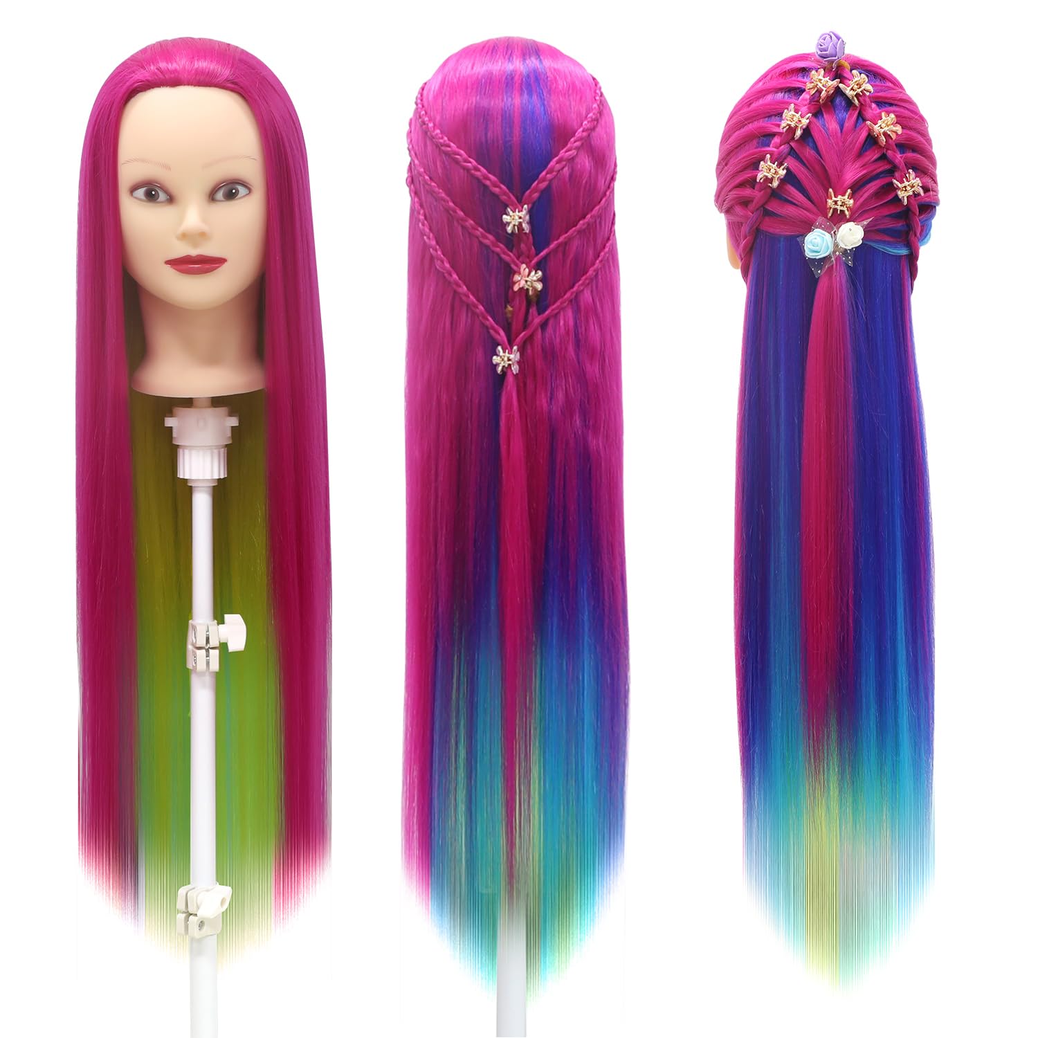 Styling Head 28 inch Hairdresser Training Head 100% Synthetic Fiber Hair Styling Head - Image 4