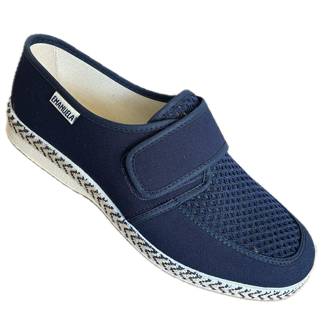 Emanuela scarpe pantofole uomo estive RIMINI in tela a nido d'ape davanti con strappo pianta comoda - Made in Italy
