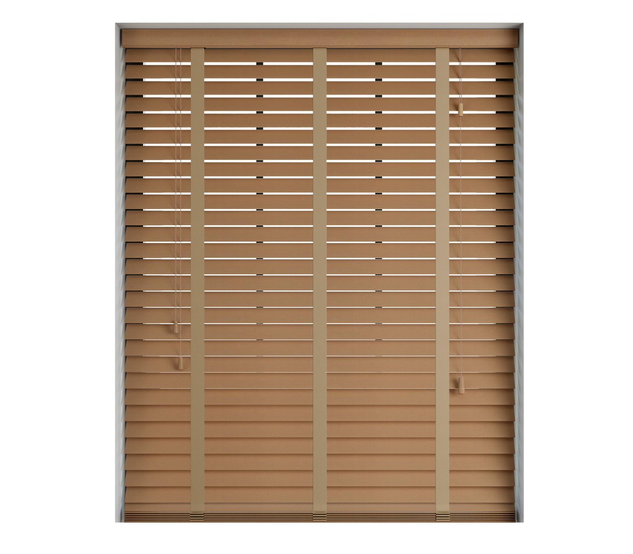 Custom Made To Measure Light Oak Real Wood Venetian Blinds With Tapes (50mm slats) 211-240cm width x 180cm drop
