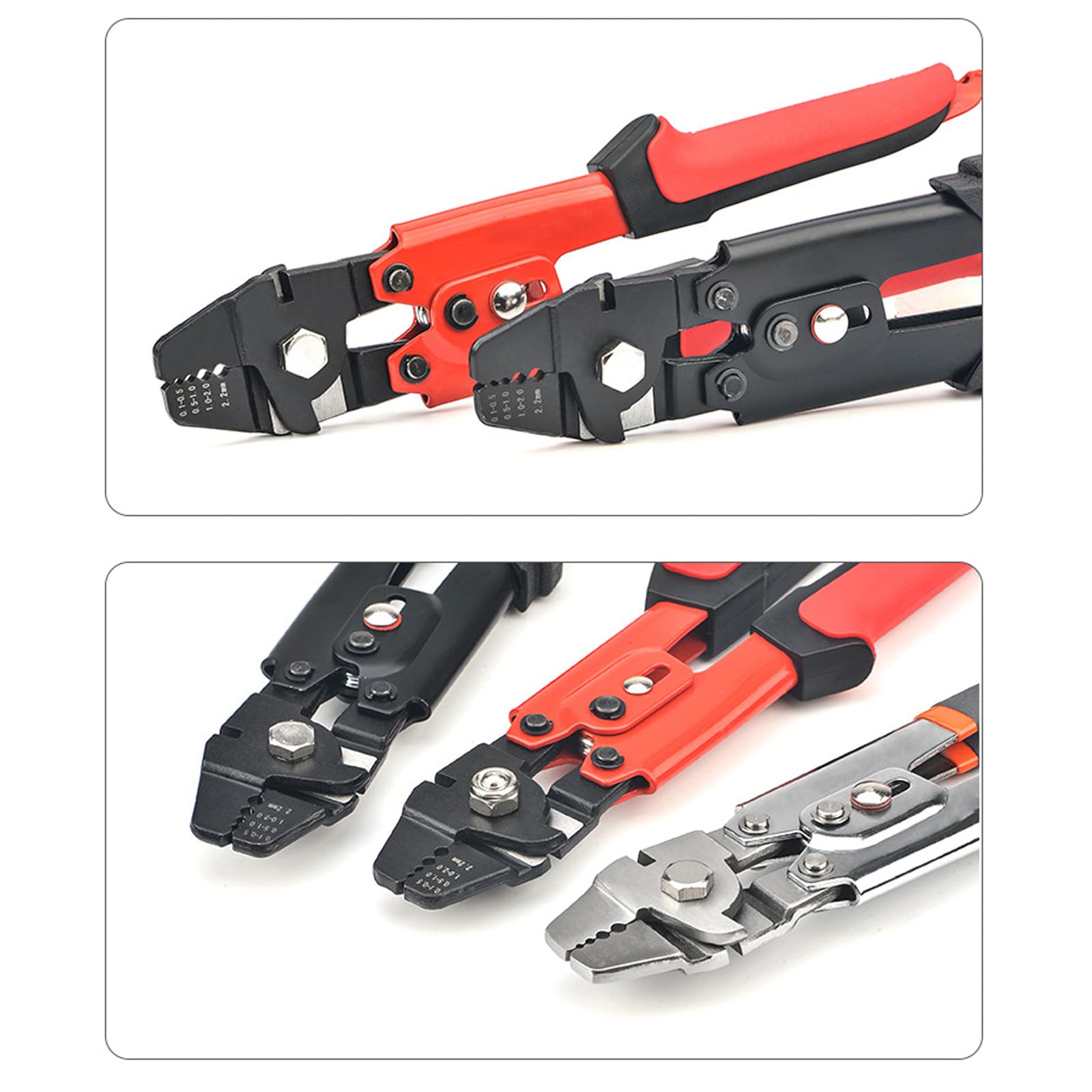Pinza crimpatrice per funi metalliche, crimpatrice con anelli di crimpatura in alluminio, manicotti e ditali, set di cavi fino a 2,2 mm