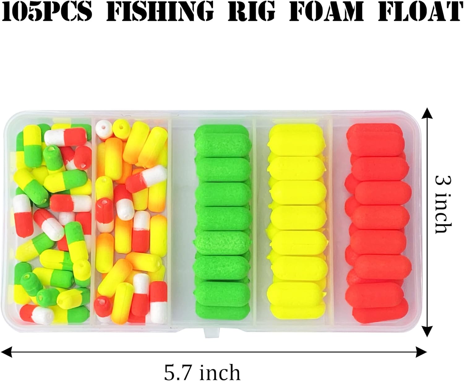 AGOOL Fishing Rig Floats Foam Float Cigar Float Snell Floats Pompano Fishing Float for Surf Fishing Live Bait Rig Bottom Rig Walleye Rig Making Kit for Trout Catfish Walleye Crawler Harness : Sports & Outdoors