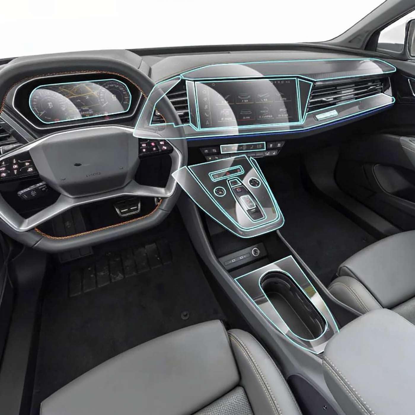 Car Interior Center Console Media Dashboard Navigation TPU Protector Film, for Audi Q4 e-tron 2023 2024 2025 Sticker Anti-Scratch