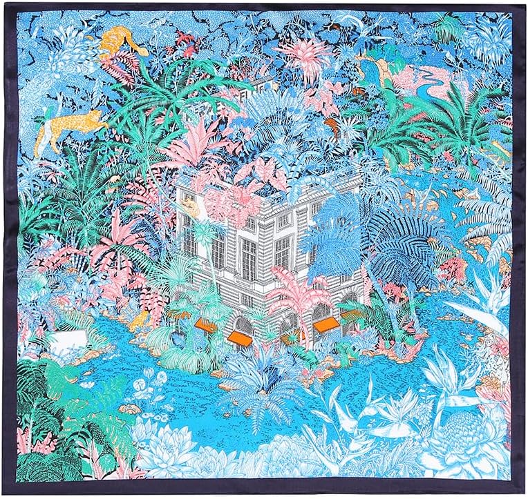 100% Mulberry Silk Neck Scarf - 21'' x 21'' Lightweight Neckerchief - Women Men Small Square Digital Printed Scarves - Image 2