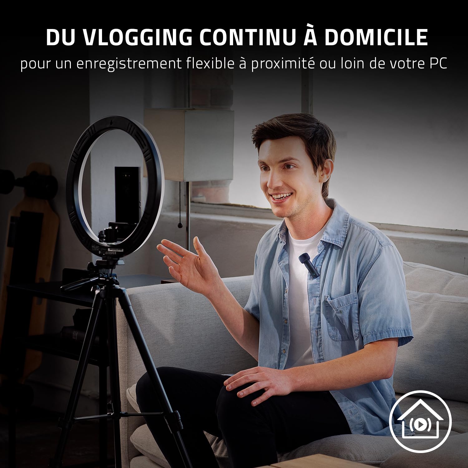 Razer Seiren BT - Microphone Bluetooth portable (Micro Omnidirectionnel, Annulation de Bruit Ultraperformante et Personnalisable, Bonettes coupe-vent, Pour le Vlog, Compatible avec le Streaming)