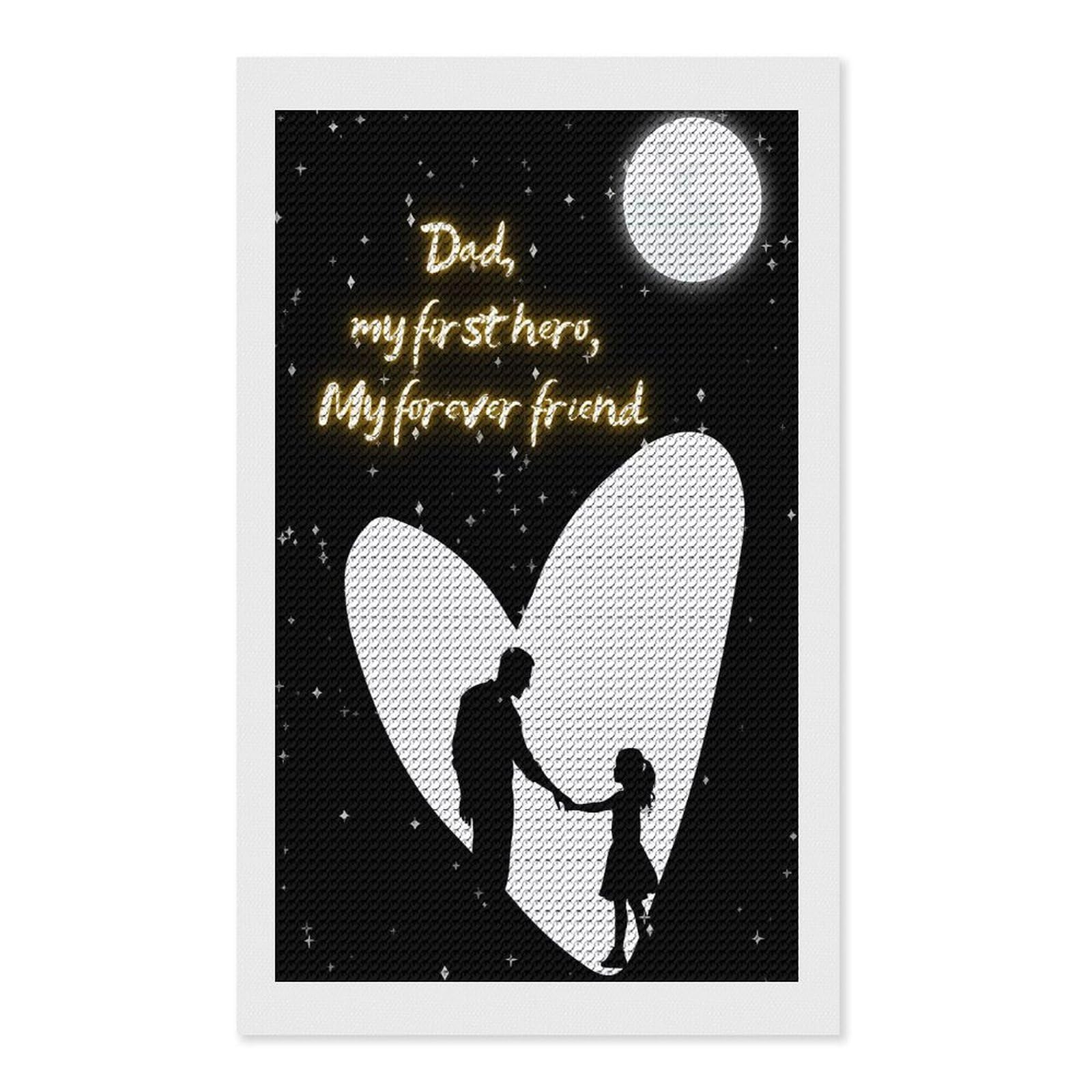 Junmoney Hero Dad Starry Sky Round Drill Diamond Painting 12"x20", for Craft Lovers, Stress Relief Craft, Bedroom Decor, Festive Craft Gift