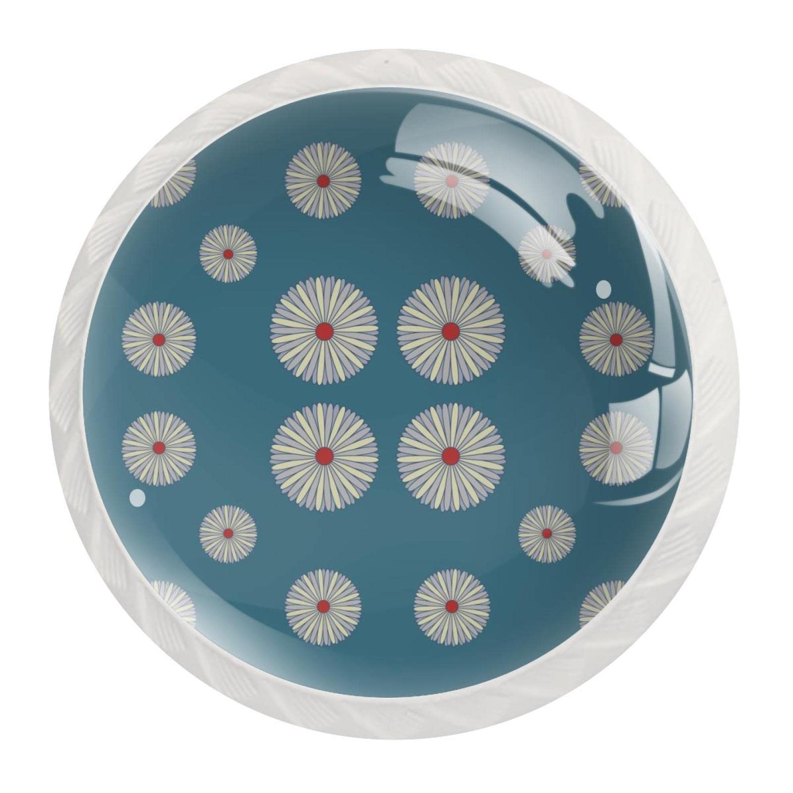 Boutons de tiroir en verre fleur de marguerite bleue par 12 pour meuble