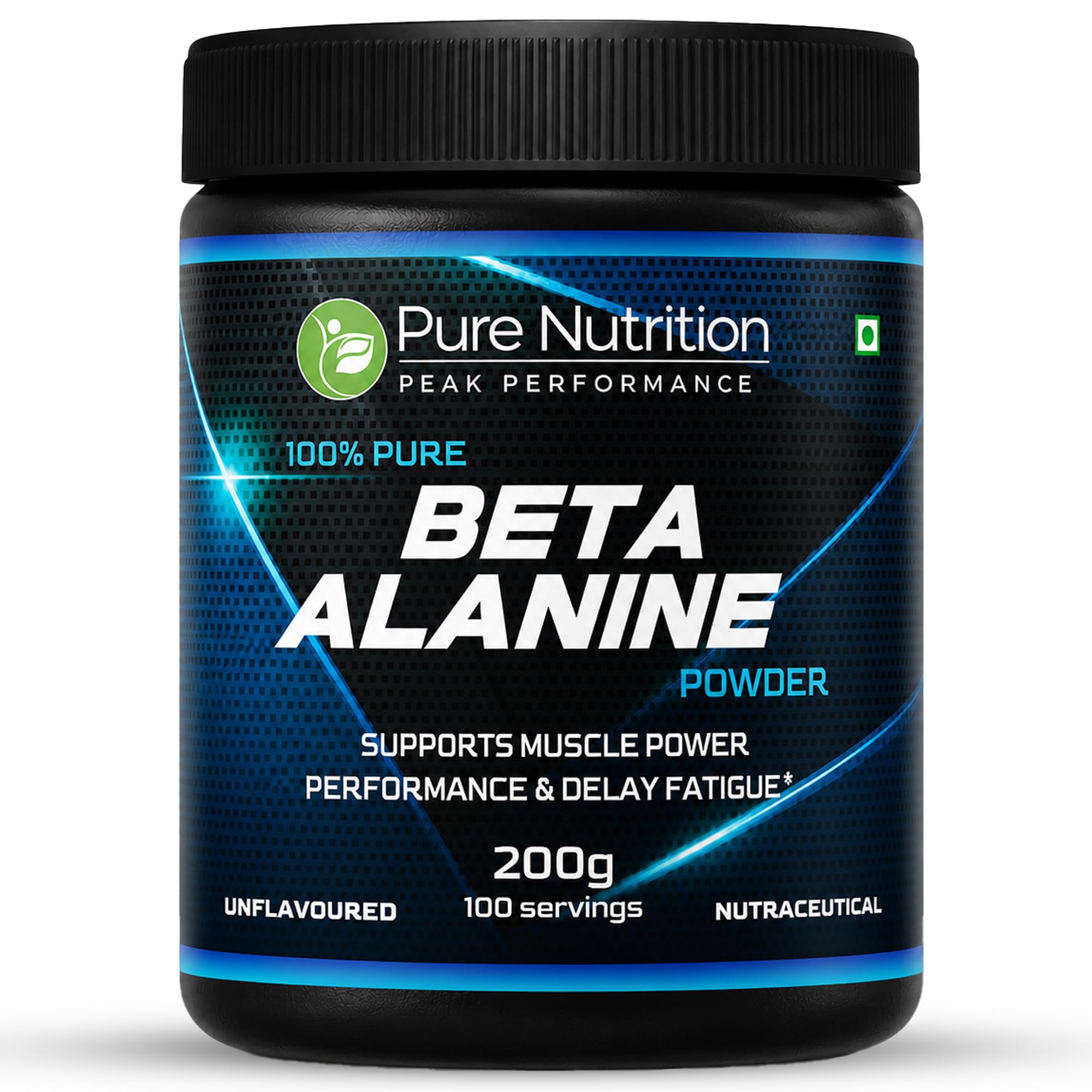 Pure Nutrition Beta Alanine Powder | Pre Workout Amino Acid | Beta Alanine Supplements Powder for Muscle Endurance & Fatigue Reduction - 200gm Unflavored