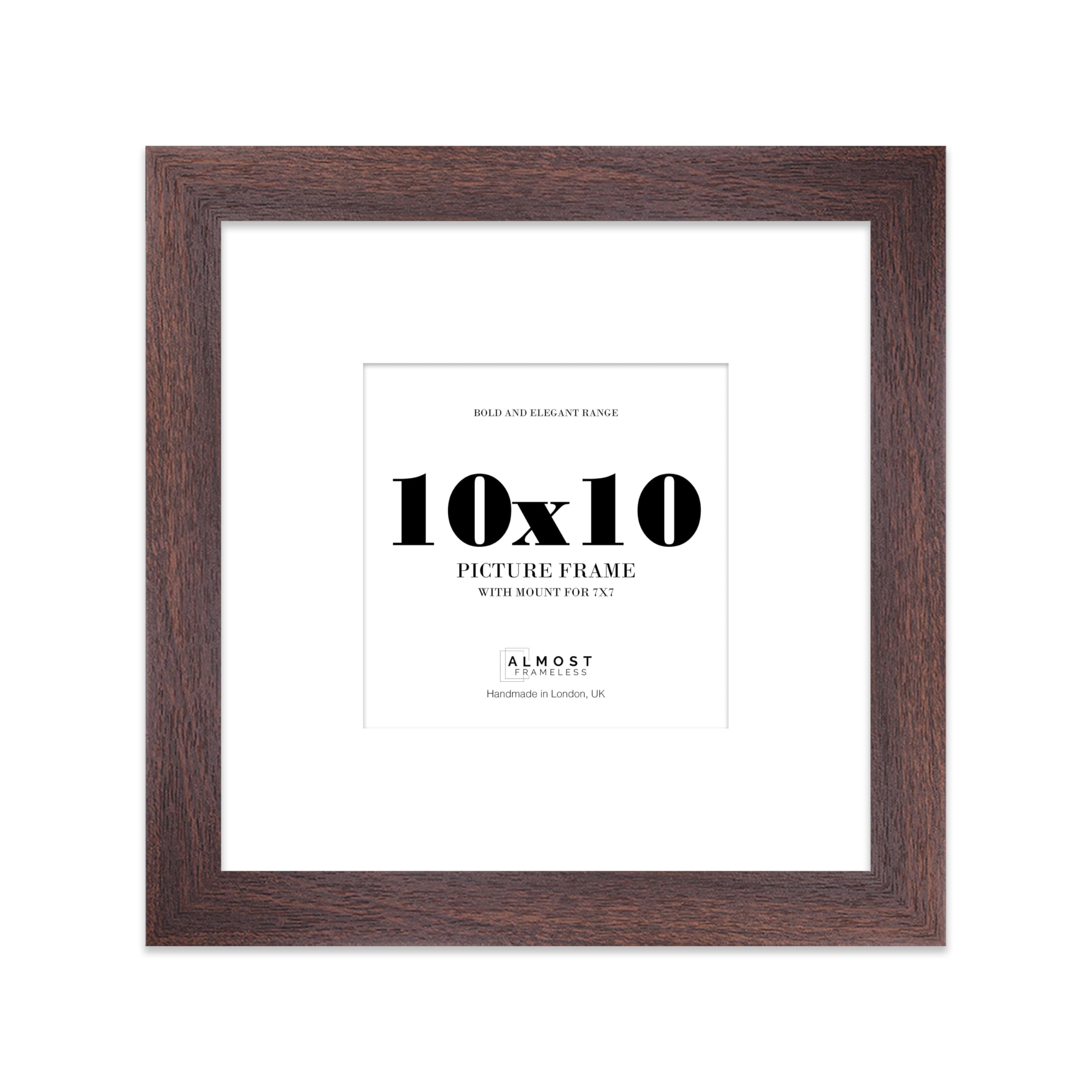 10x10" Walnut Square Frame With Mount for 7x7" Pictures 28mm Edge Frame Display with Wall Hooks and Kickstand, 1 Pack โ image 1