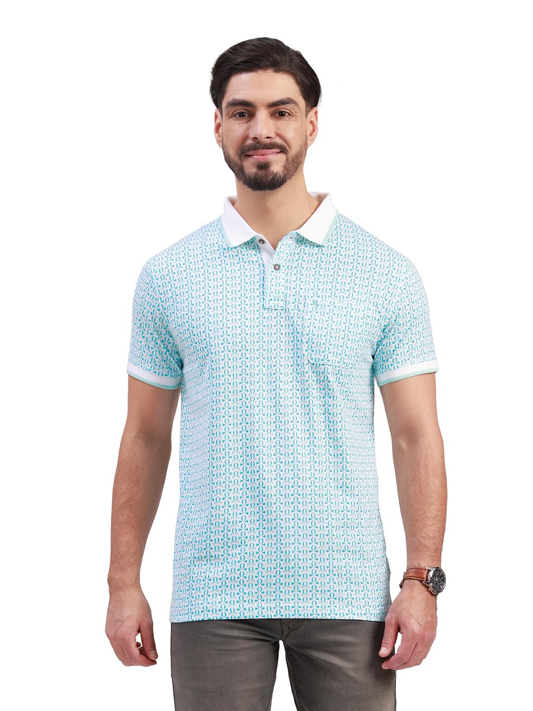 classic polo Men's Half Sleeve Polo Neck Slim Fit All-Over Print Cotton T-Shirt-picture-28