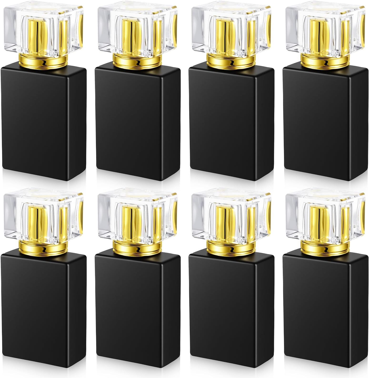 8 Pack Black Refillable Perfume Bottles - 30ml/1oz Empty Glass Travel Atomizer Bottles with Fine Mist Sprayer, Leak-Proof Portable Spray Bottle for Fragrance & Essential Oils