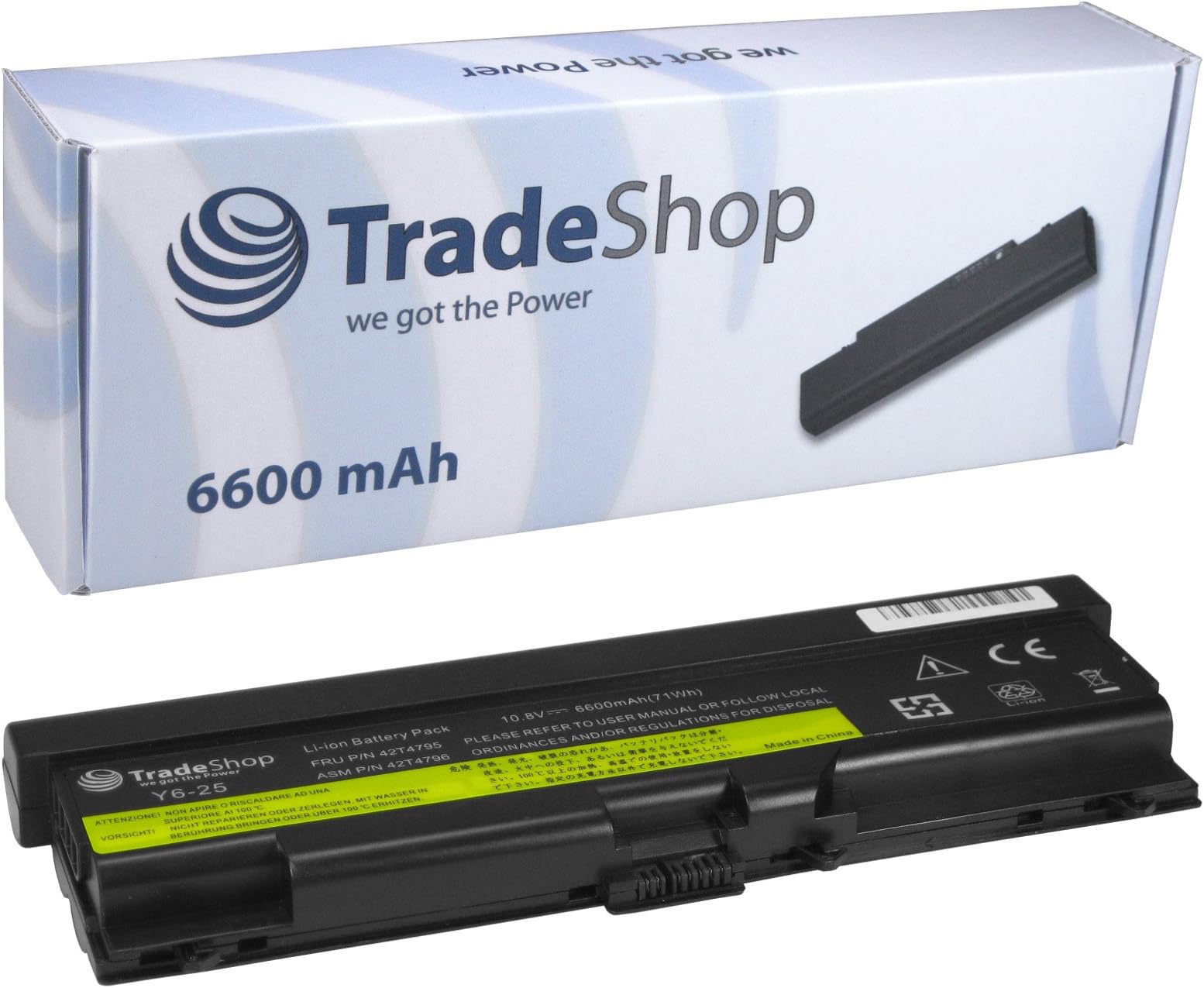 High capacity notebook battery 6600mAh Compatible with Lenovo ThinkPad SL510 L-410 L-412 L-510 L-512 SL-410 SL-410 2874 SL-410-k SL-510-2847 SL-510-2875 SL-510 T-410 T-510 T-510-i W-510 SL-510