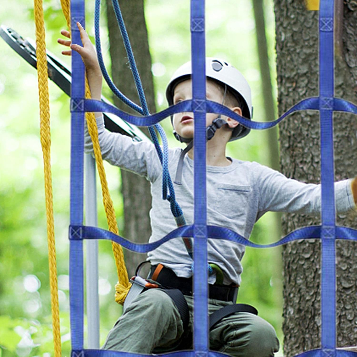 Climbing Net for Kids Outdoor, Climbing Cargo Net for Kids, 1.8x1.1m N-inja Climbing Net, Climbing Net for Playground Treehouse Jungle Gyms, N-inja Obstacle Course Accessories