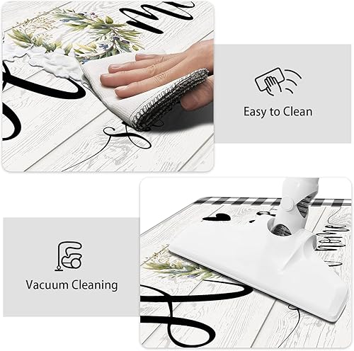 Miniatura 44 de MAYHMYO Tapetes de cocina de 1/2 pulgada, color blanco y negro, tapetes de cocina de granja, antifatiga, acolchados para piso, antideslizantes