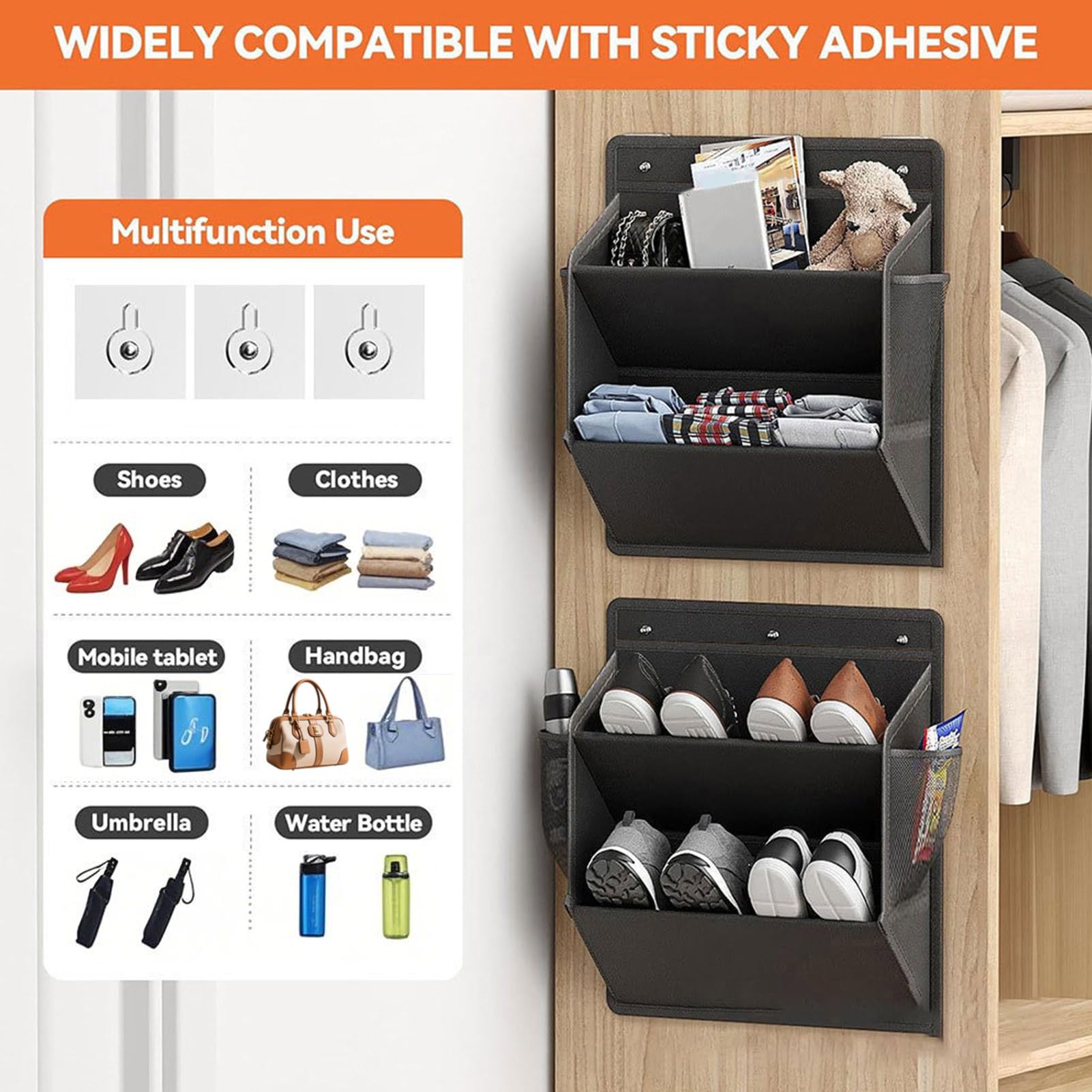 Generisch RV Schuhorganizer | Wandmontiert Schuhorganizer - Klebefreier Organizer Platzsparend Für Waschraum, Badezimmer, Kleiderschrank, Schlafzimmer, Wohnung