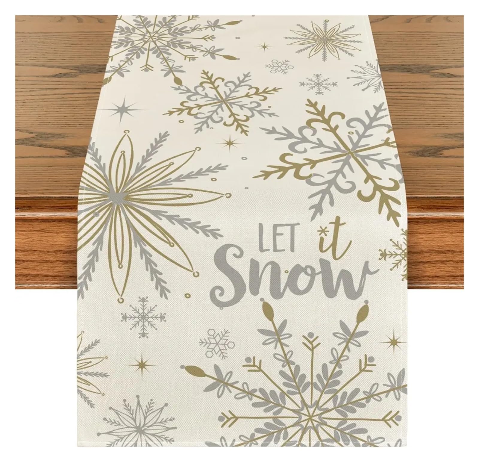 Chemin de table en lin lavable beige pour une décoration de Noël sans stress